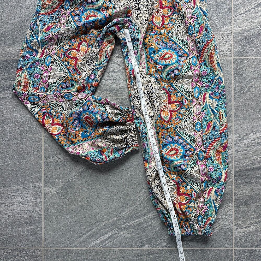 NWT Cupshe Multi-color Paisley Smocked Waist Tapered Leg Joggers Pockets M 6-8 - Picture 10 of 12